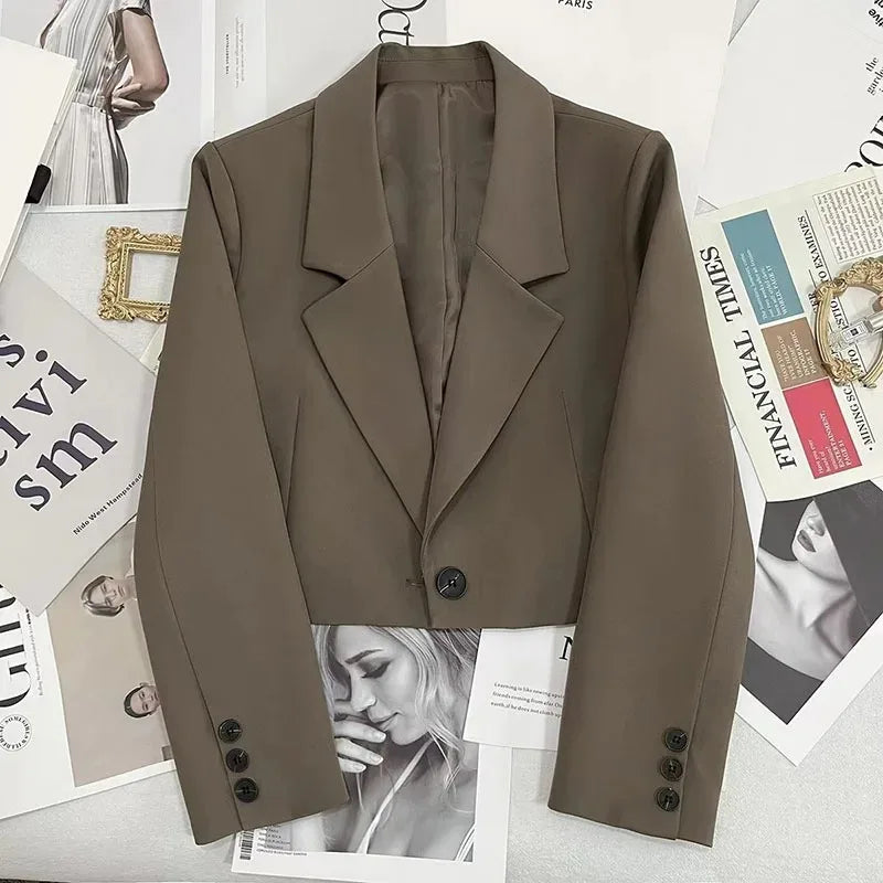 Women’s Cropped Blazer with Single Button