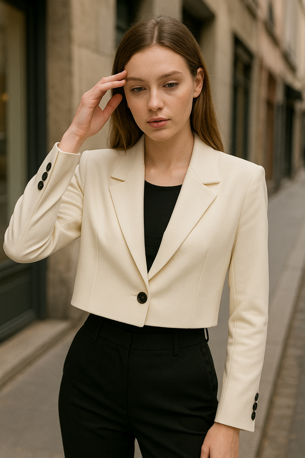 Women’s Cropped Blazer with Single Button