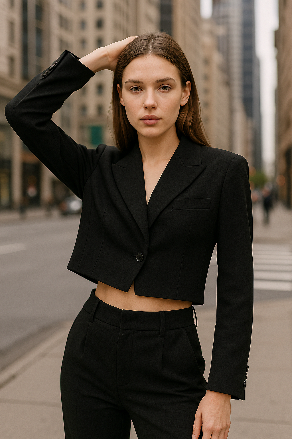 Women’s Cropped Blazer with Single Button