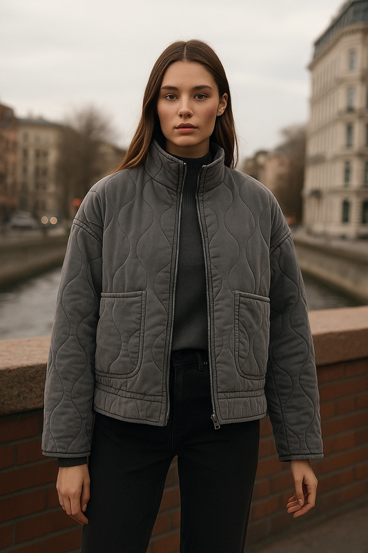 Classic Cotton Jacket with High Collar