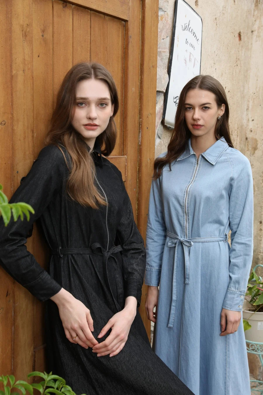 Light Denim Dress with Removable Belt