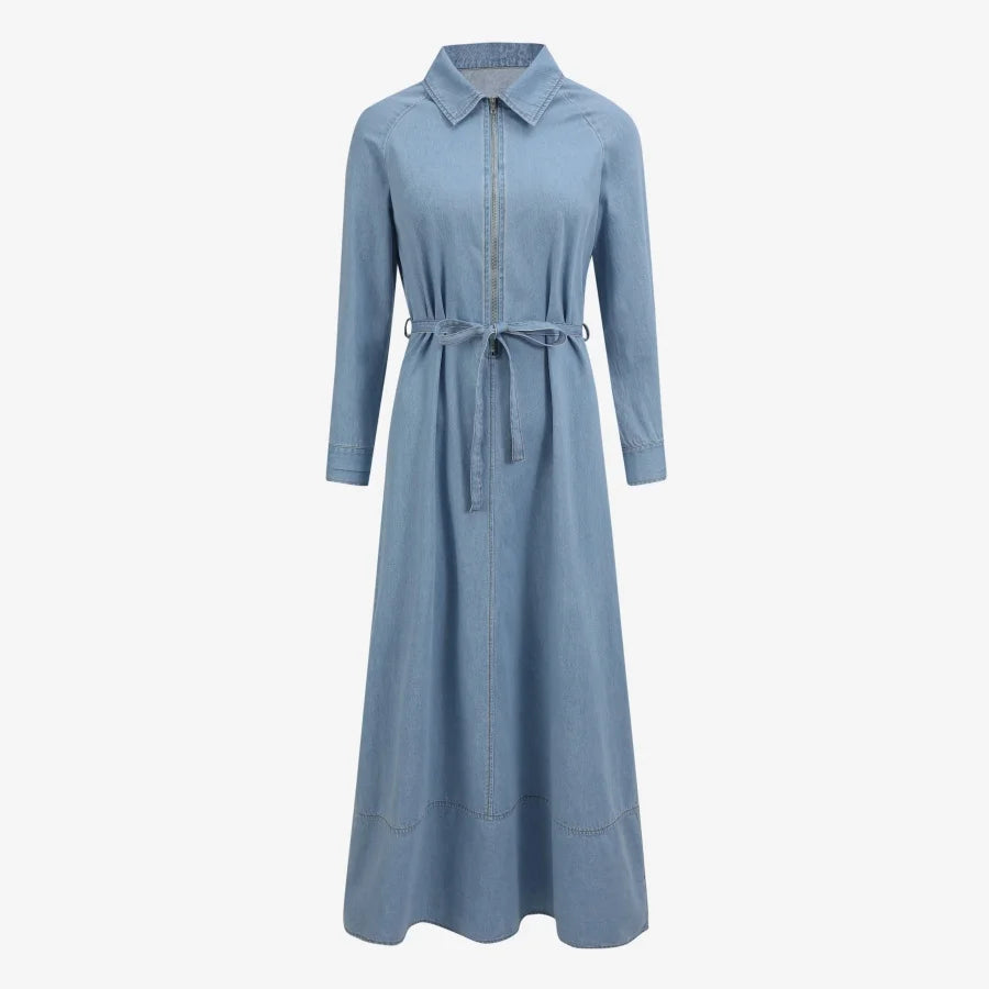 Light Denim Dress with Removable Belt