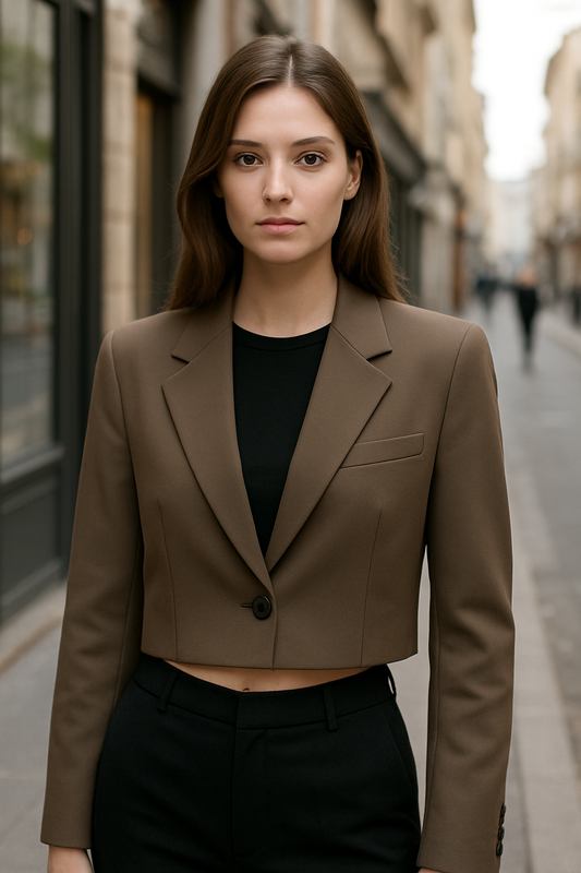 Women’s Cropped Blazer with Single Button