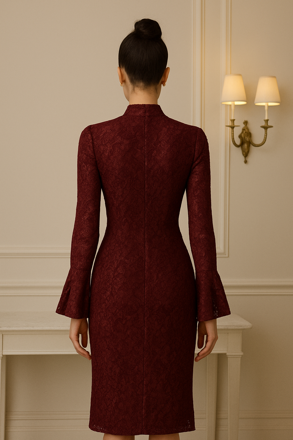 Long Sleeve Lace Midi Dress