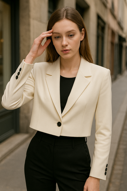 Women’s Cropped Blazer with Single Button